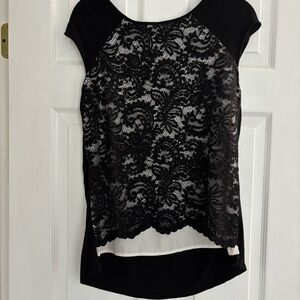 White House Black Market Elegant Black Lace Top